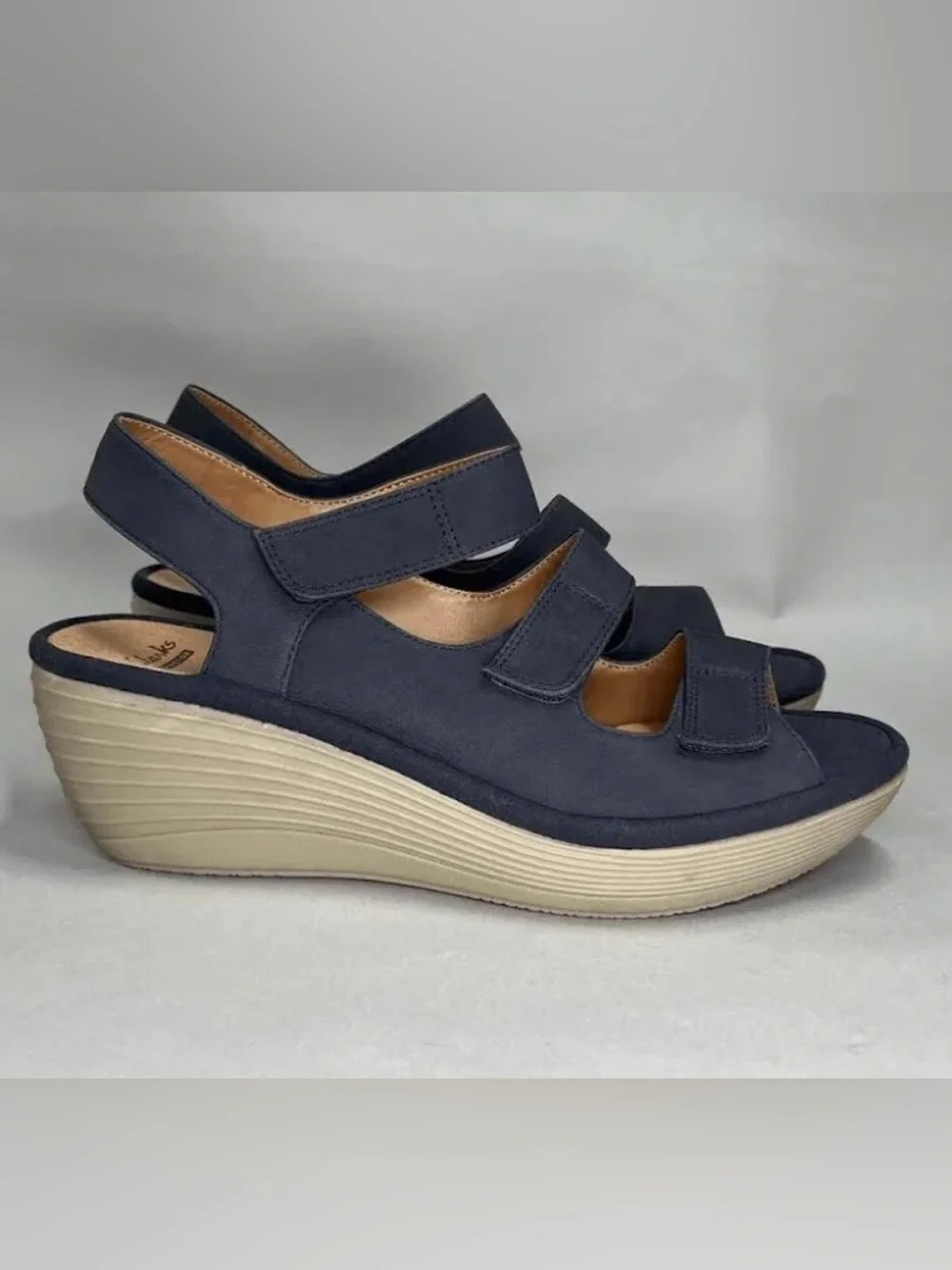 CLARKS Reedly Juno Nubuck Leather Wedge